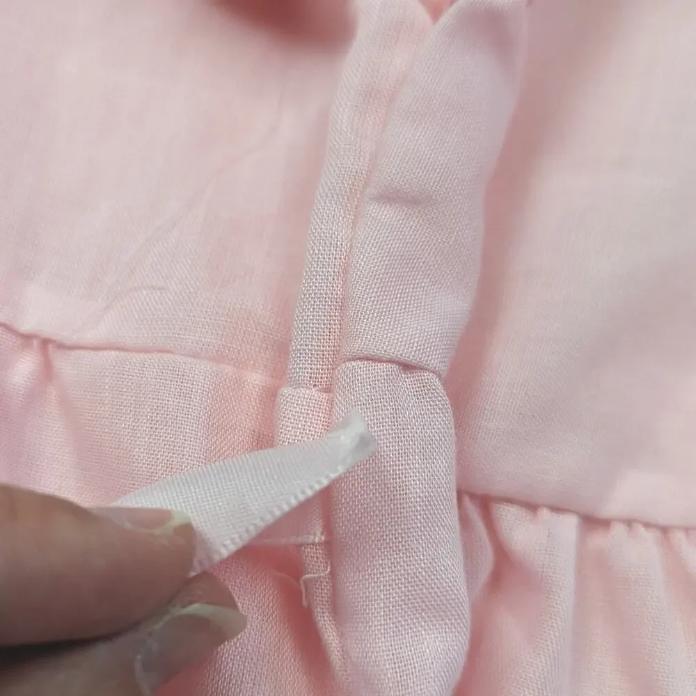 Vintage Blouse Girls Size 8-9 Pink Rosette Short Sleeve